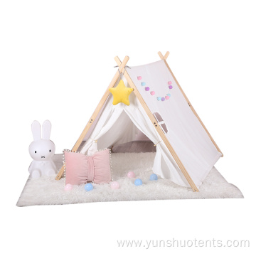 Children's Solid wood frame white canvas tent